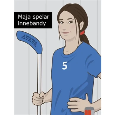 Maja spelar innebandy text image